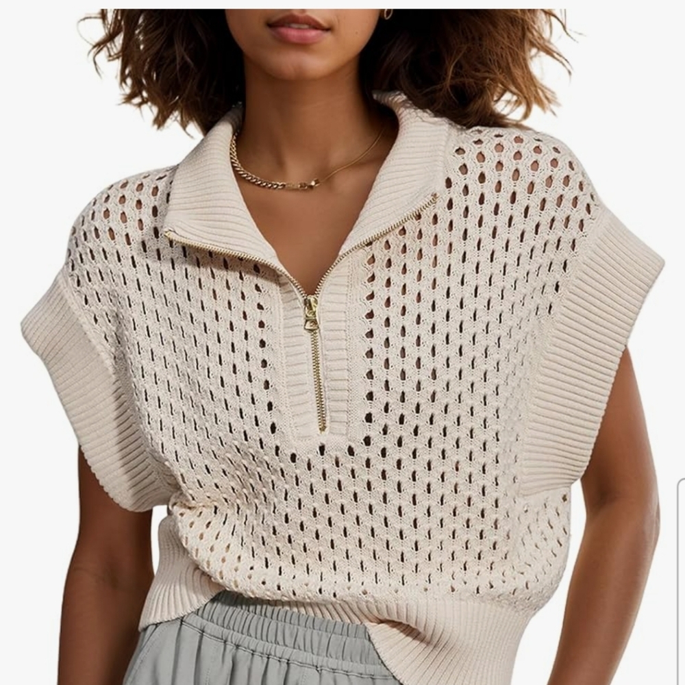 Crochet sweater vest, slightly cropped. Small - Picture 3 of 3